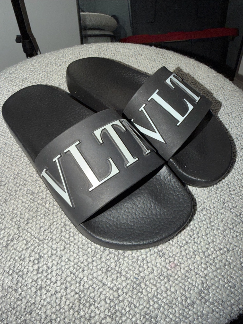 Black Valentino Slide Sandals